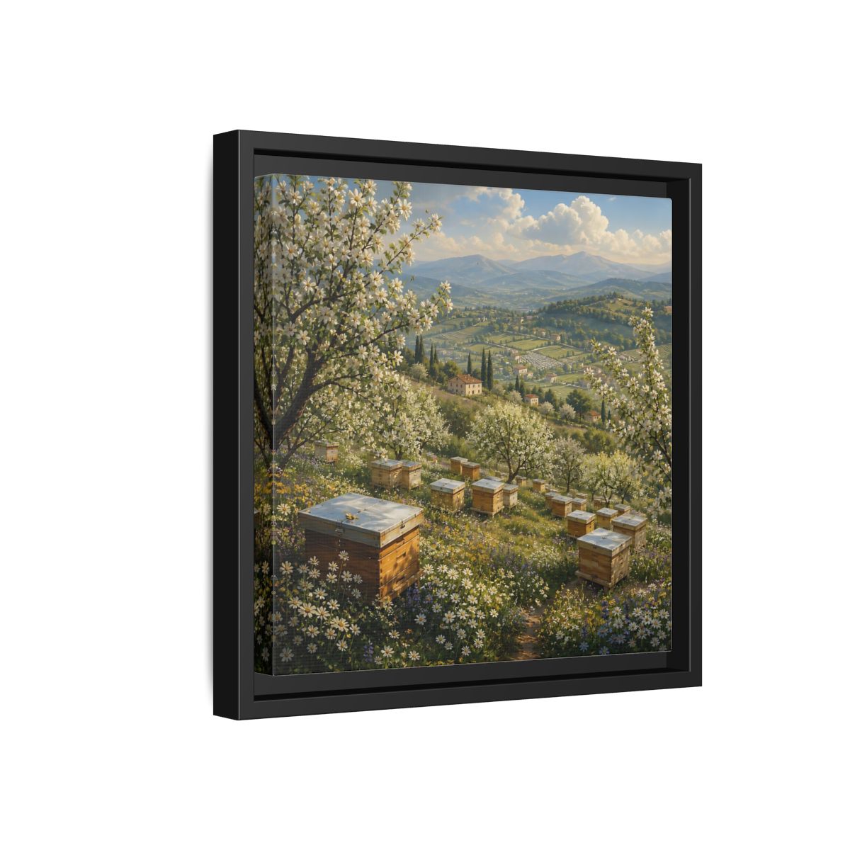 Side Mockup 18. Nature Blossom Field Spring Blossom Field shown as stretched canvas wall art