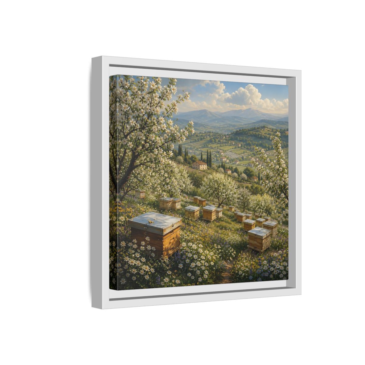 Side Mockup 16. Nature Blossom Field Spring Blossom Field shown as stretched canvas wall art