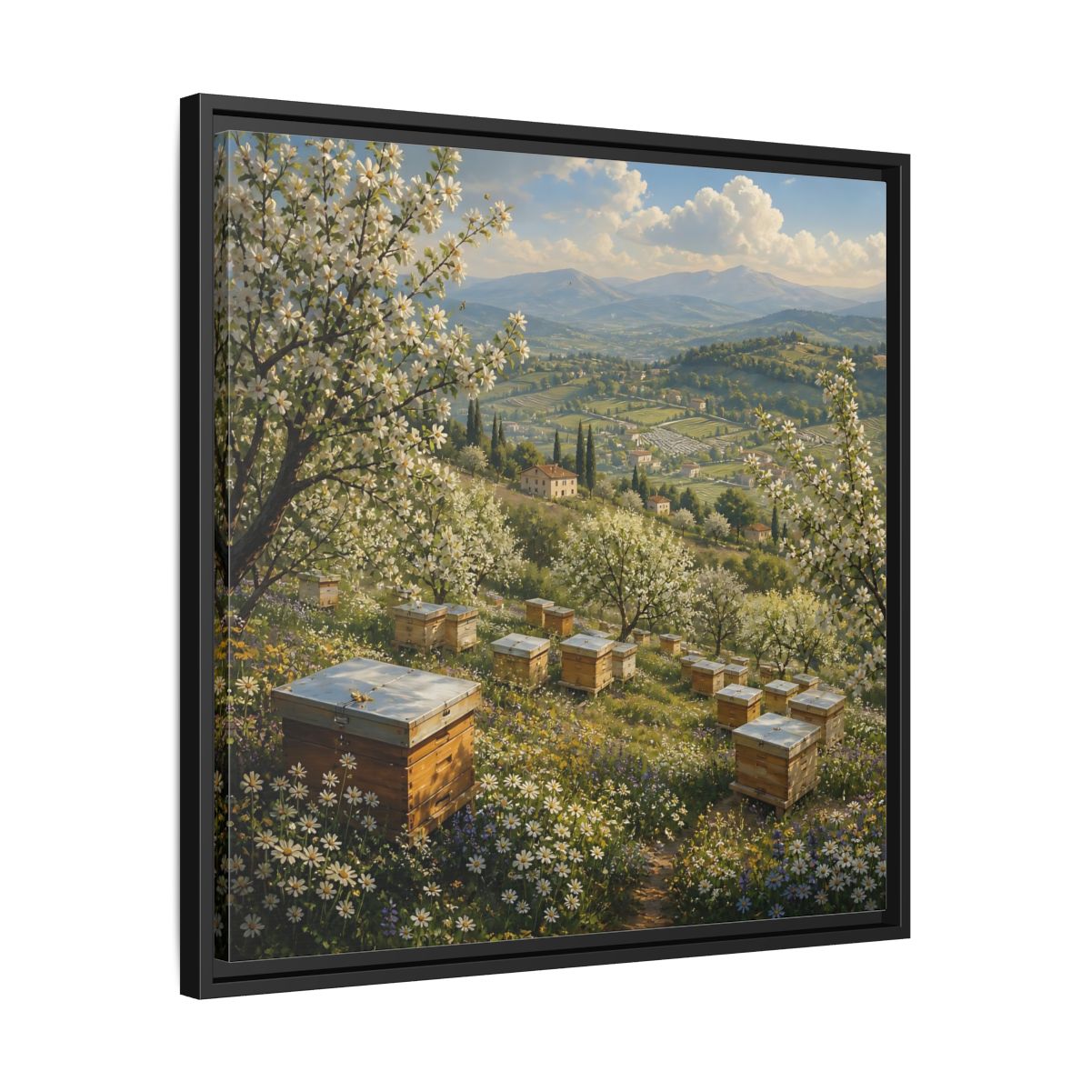 Side Mockup 31. Nature Blossom Field Spring Blossom Field shown as stretched canvas wall art