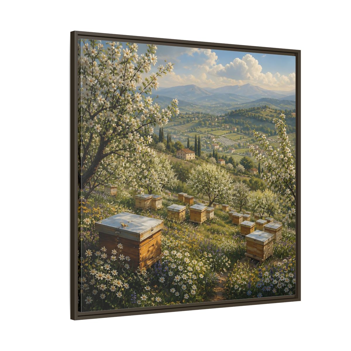 Side Mockup 5. Nature Blossom Field Spring Blossom Field shown as stretched canvas wall art