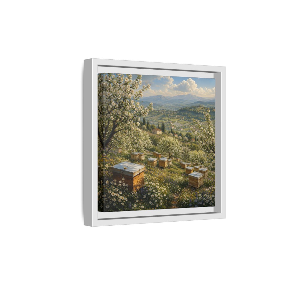 Side Mockup 19. Nature Blossom Field Spring Blossom Field shown as stretched canvas wall art