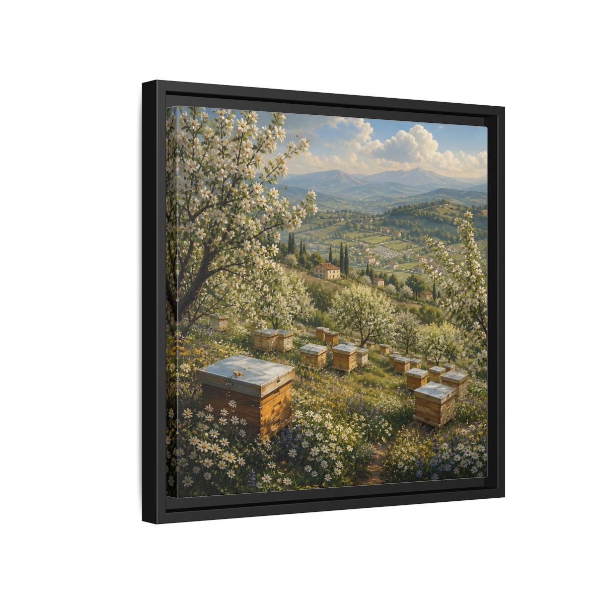 Side Mockup 15. Nature Blossom Field Spring Blossom Field shown as stretched canvas wall art