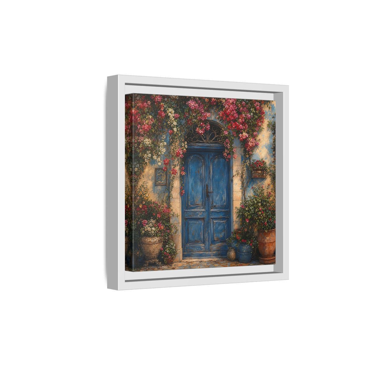 Side Mockup 19. Nature Blue Door Blue Door Flowers shown as stretched canvas wall art