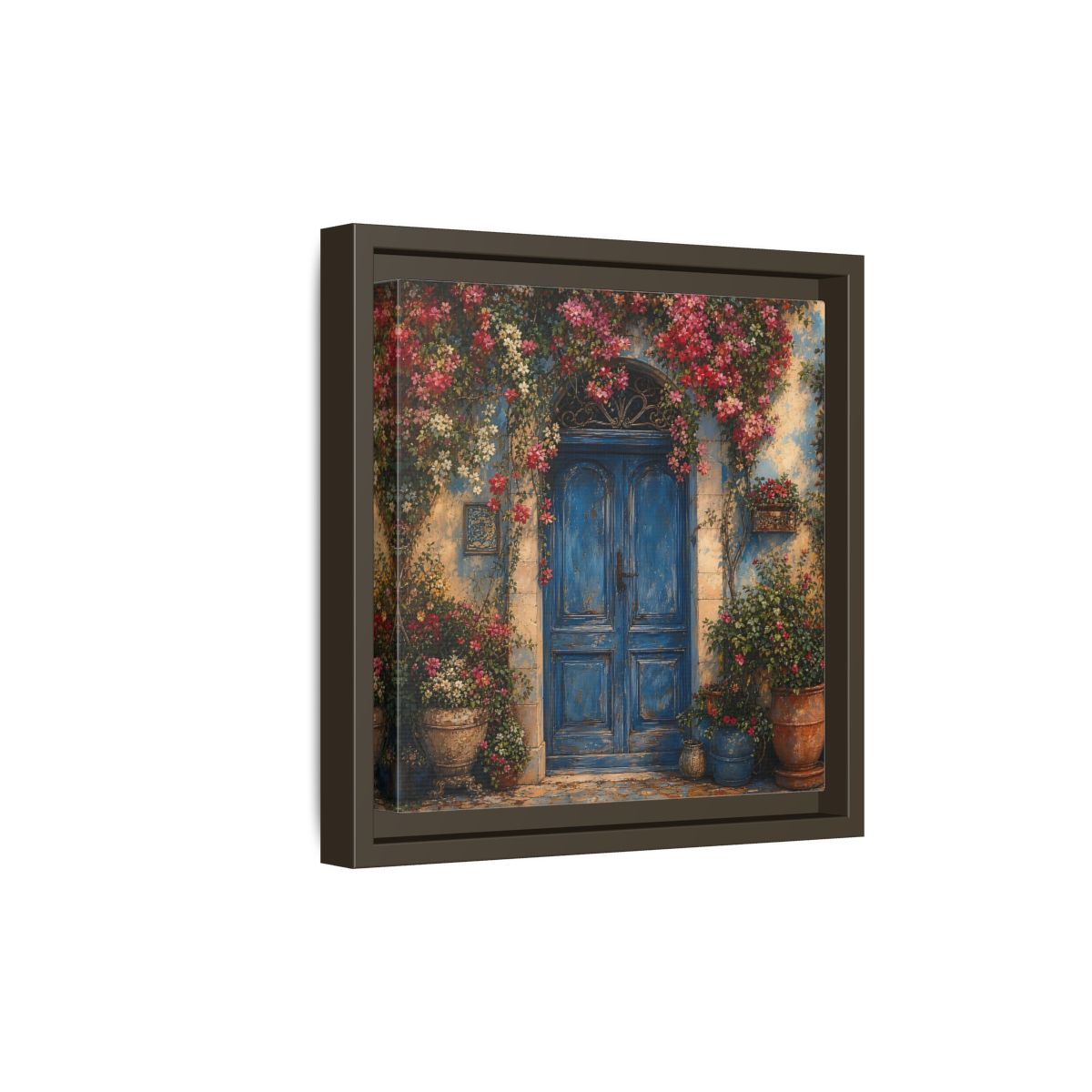 Side Mockup 20. Nature Blue Door Blue Door Flowers shown as stretched canvas wall art