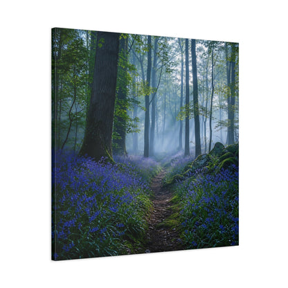 Main Mockup. Nature Bluebell Forest Bluebell Forest shown as stretched canvas wall art