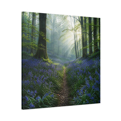 Main Mockup. Nature Bluebell Forest Bluebell Forest shown as stretched canvas wall art
