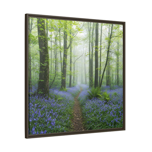 Main Mockup. Nature Bluebell Forest Bluebell Forest Path shown as stretched canvas wall art