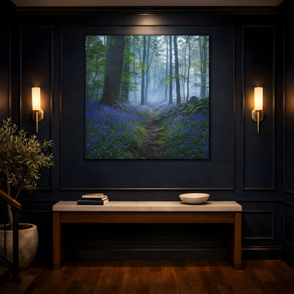 Mockup 4. Nature Bluebell Forest Bluebell Forest shown as stretched canvas wall art