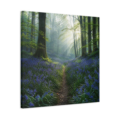 Side Mockup 4. Nature Bluebell Forest Bluebell Forest shown as stretched canvas wall art