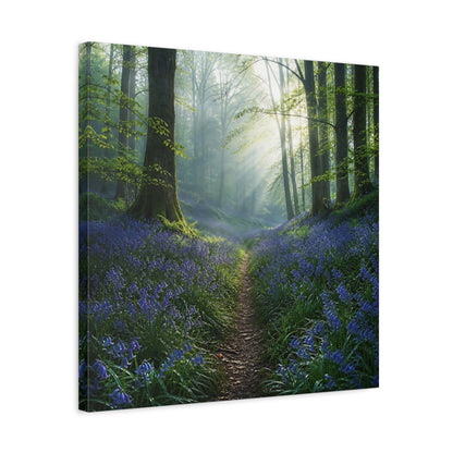 Side Mockup 5. Nature Bluebell Forest Bluebell Forest shown as stretched canvas wall art