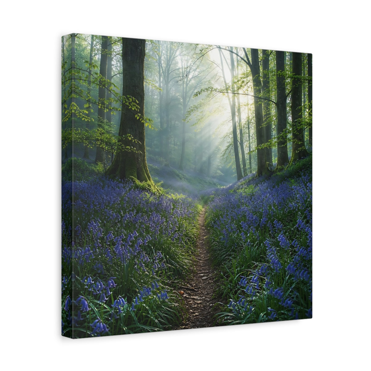 Side Mockup 7. Nature Bluebell Forest Bluebell Forest shown as stretched canvas wall art
