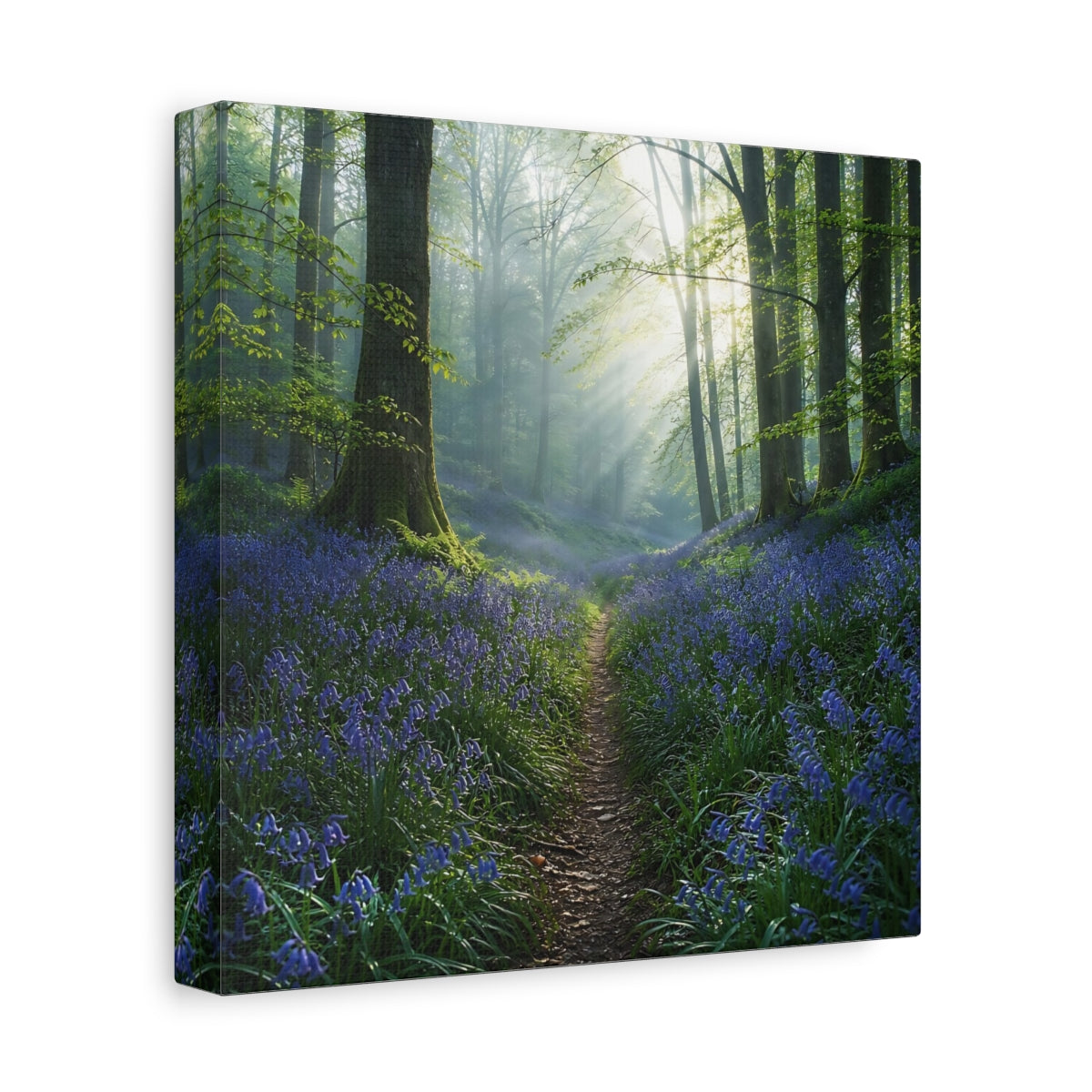 Side Mockup 9. Nature Bluebell Forest Bluebell Forest shown as stretched canvas wall art