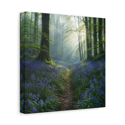 Side Mockup 9. Nature Bluebell Forest Bluebell Forest shown as stretched canvas wall art
