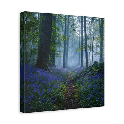 Side Mockup 8. Nature Bluebell Forest Bluebell Forest shown as stretched canvas wall art