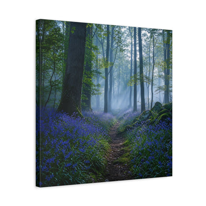 Side Mockup 5. Nature Bluebell Forest Bluebell Forest shown as stretched canvas wall art