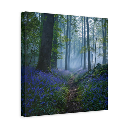 Side Mockup 7. Nature Bluebell Forest Bluebell Forest shown as stretched canvas wall art