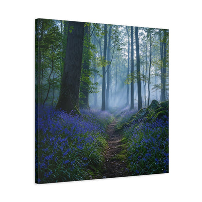 Side Mockup 4. Nature Bluebell Forest Bluebell Forest shown as stretched canvas wall art