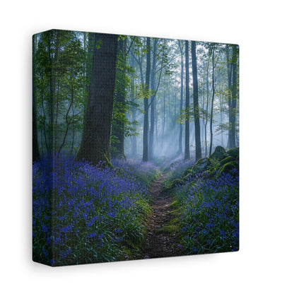 Side Mockup 2. Nature Bluebell Forest Bluebell Forest shown as stretched canvas wall art