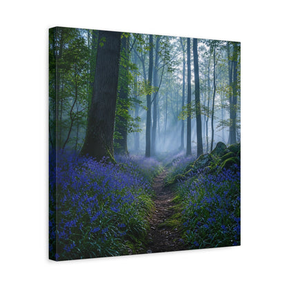 Side Mockup 6. Nature Bluebell Forest Bluebell Forest shown as stretched canvas wall art