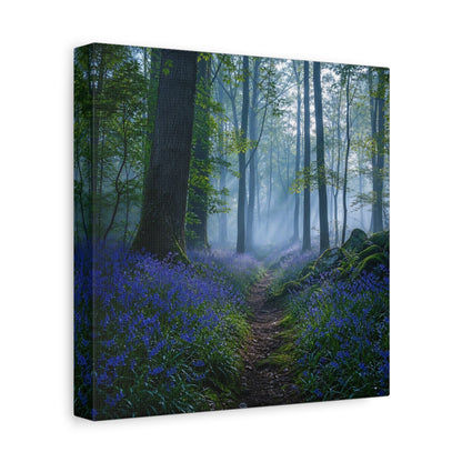 Side Mockup 9. Nature Bluebell Forest Bluebell Forest shown as stretched canvas wall art