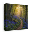 Side Mockup 2. Nature Bluebell Forest Bluebell Forest Path shown as stretched canvas wall art