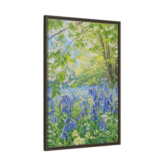 Main Mockup. Nature Bluebells Bluebell Forest shown as stretched canvas wall art