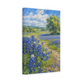 Side Mockup 4. Nature Bluebonnets Bluebonnet Field shown as stretched canvas wall art