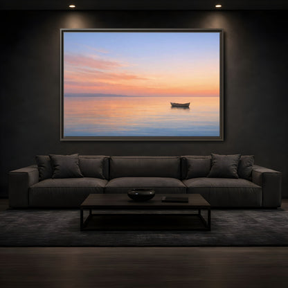 Mockup 3. Nature Boat Sunset Boat shown as stretched canvas wall art