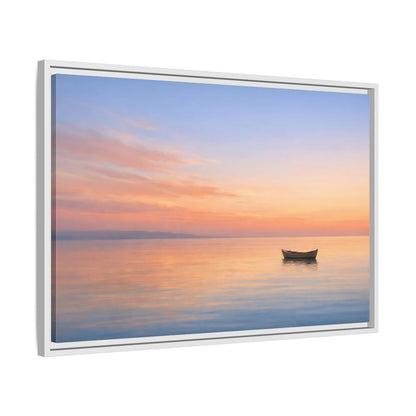 Side Mockup 10. Nature Boat Sunset Boat shown as stretched canvas wall art