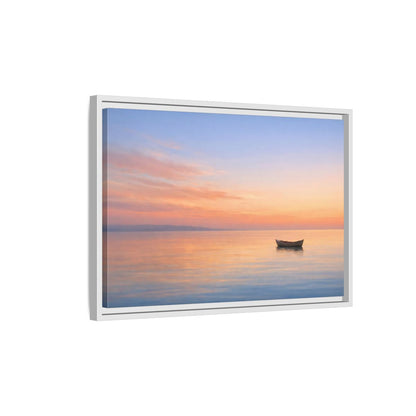 Side Mockup 1. Nature Boat Sunset Boat shown as stretched canvas wall art
