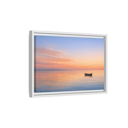 Side Mockup 4. Nature Boat Sunset Boat shown as stretched canvas wall art