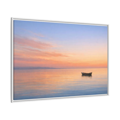 Side Mockup 7. Nature Boat Sunset Boat shown as stretched canvas wall art