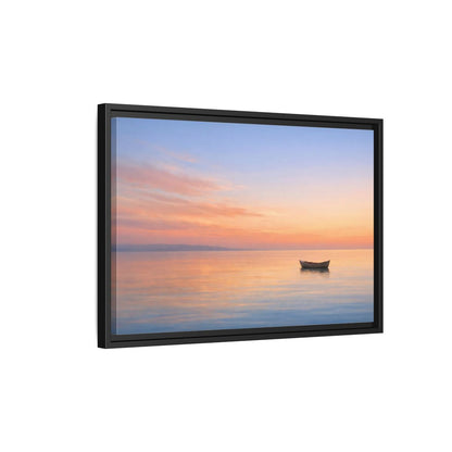 Side Mockup 3. Nature Boat Sunset Boat shown as stretched canvas wall art