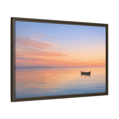 Side Mockup 11. Nature Boat Sunset Boat shown as stretched canvas wall art