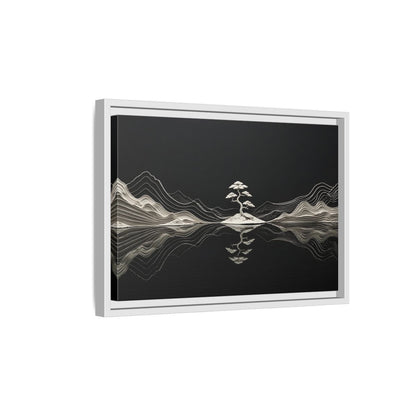 Side Mockup 4. Nature Bonsai Tree Monochrome Bonsai shown as stretched canvas wall art