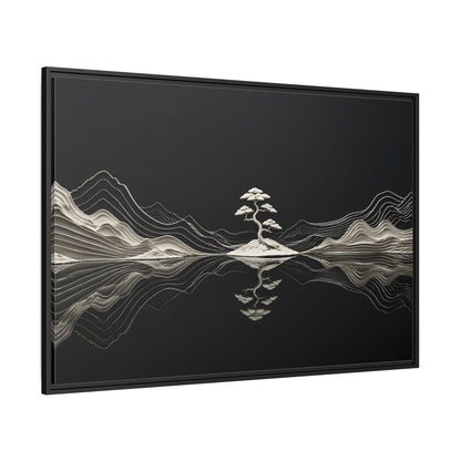 Side Mockup 12. Nature Bonsai Tree Monochrome Bonsai shown as stretched canvas wall art