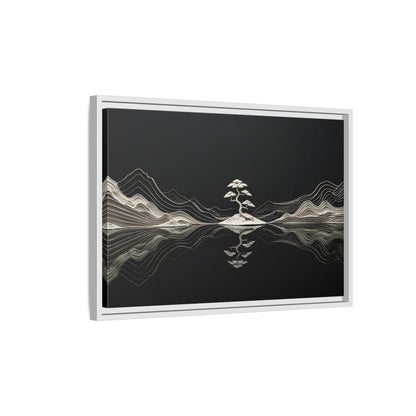 Side Mockup 1. Nature Bonsai Tree Monochrome Bonsai shown as stretched canvas wall art