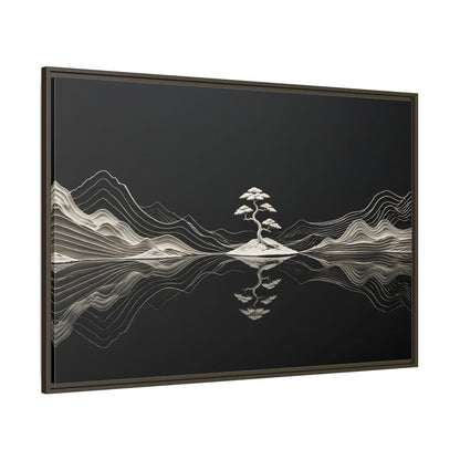 Side Mockup 8. Nature Bonsai Tree Monochrome Bonsai shown as stretched canvas wall art