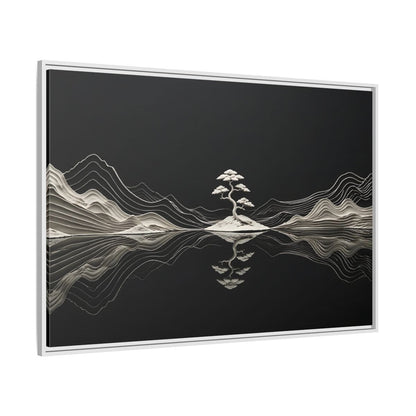 Side Mockup 7. Nature Bonsai Tree Monochrome Bonsai shown as stretched canvas wall art