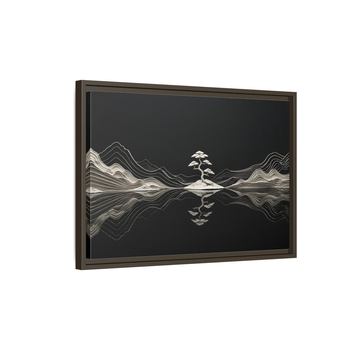 Side Mockup 2. Nature Bonsai Tree Monochrome Bonsai shown as stretched canvas wall art