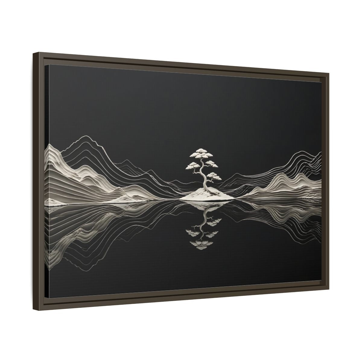 Side Mockup 11. Nature Bonsai Tree Monochrome Bonsai shown as stretched canvas wall art