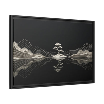 Side Mockup 14. Nature Bonsai Tree Monochrome Bonsai shown as stretched canvas wall art
