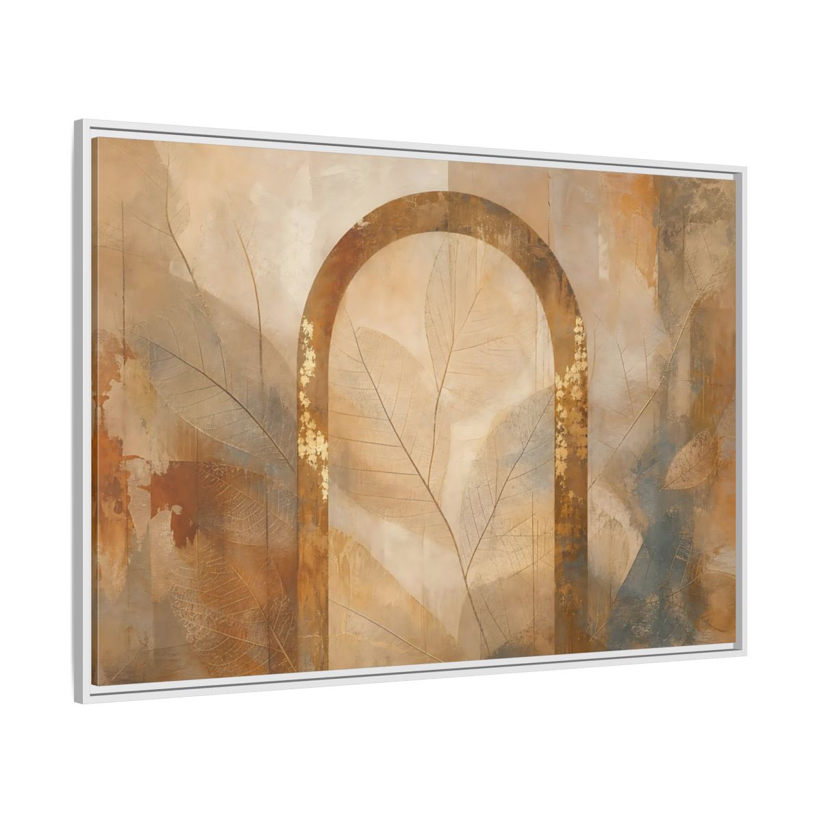 Side Mockup 7. Nature Botanical Arch Brown And Gold Abstract shown as stretched canvas wall art