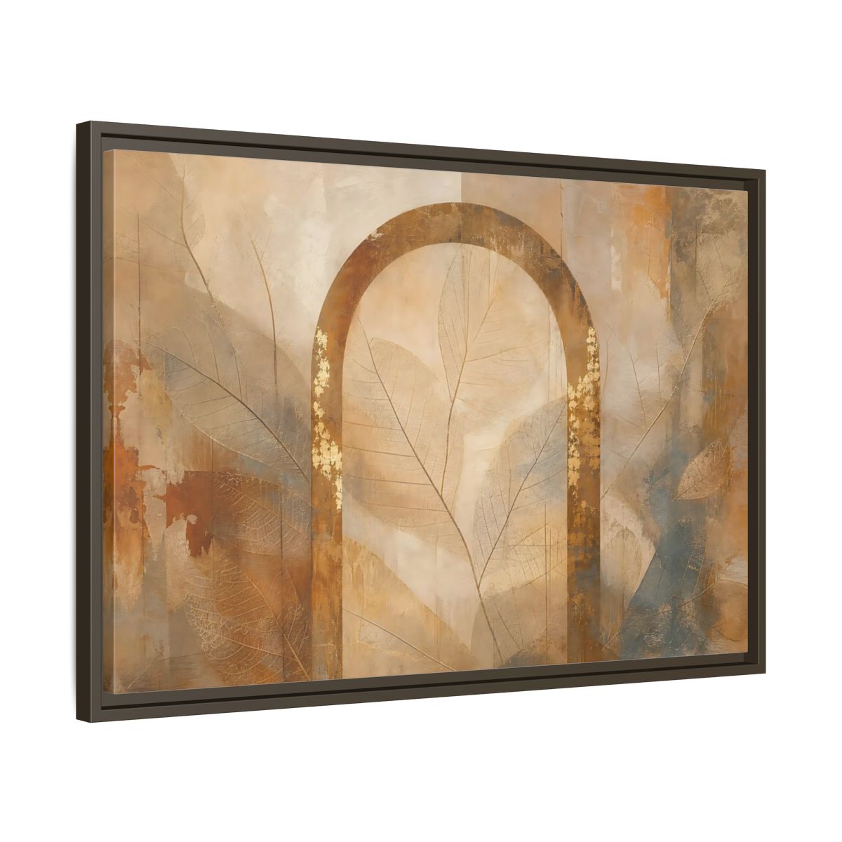 Side Mockup 11. Nature Botanical Arch Brown And Gold Abstract shown as stretched canvas wall art