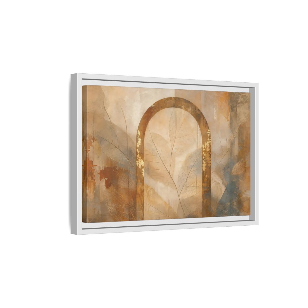 Side Mockup 4. Nature Botanical Arch Brown And Gold Abstract shown as stretched canvas wall art