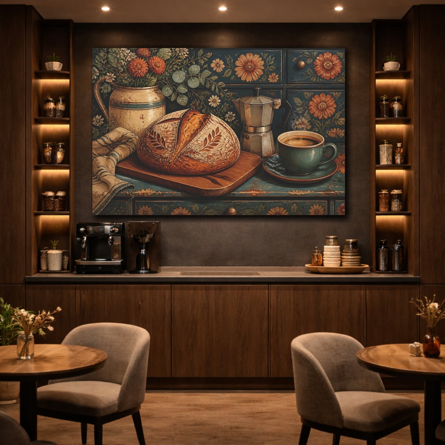 Mockup 4. Nature Bread Loaf Rustic Kitchen shown as stretched canvas wall art