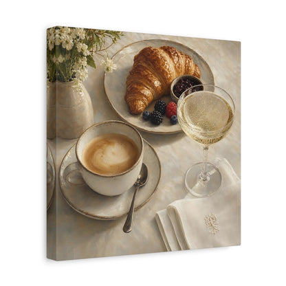 Side Mockup 8. Nature Breakfast Warm Neutrals shown as stretched canvas wall art