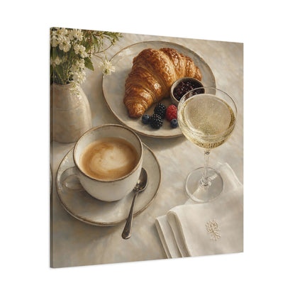 Side Mockup 1. Nature Breakfast Warm Neutrals shown as stretched canvas wall art