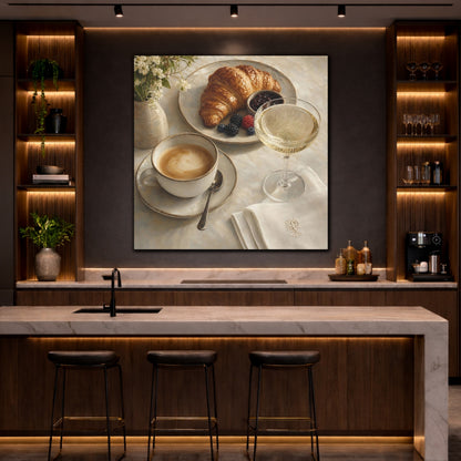 Mockup 4. Nature Breakfast Warm Neutrals shown as stretched canvas wall art