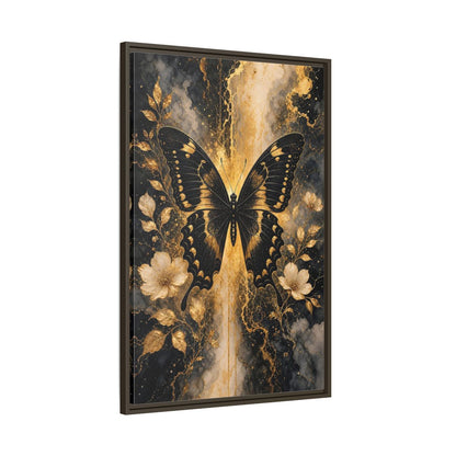 Main Mockup. Nature Butterfly Black And Gold shown as stretched canvas wall art
